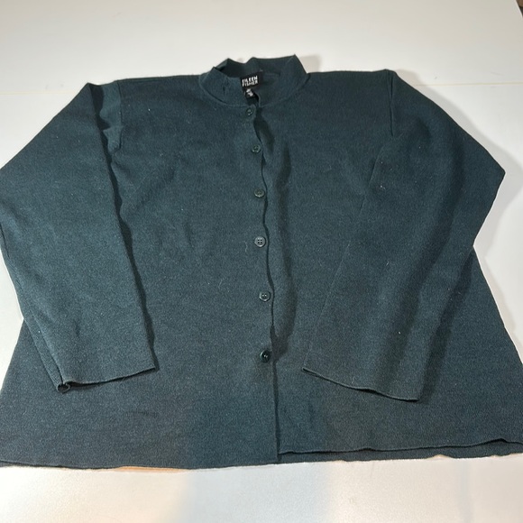 Women’s Eileen Fisher Italian Yarn Cardigan Button Up Sweater Green sz M - Picture 1 of 6